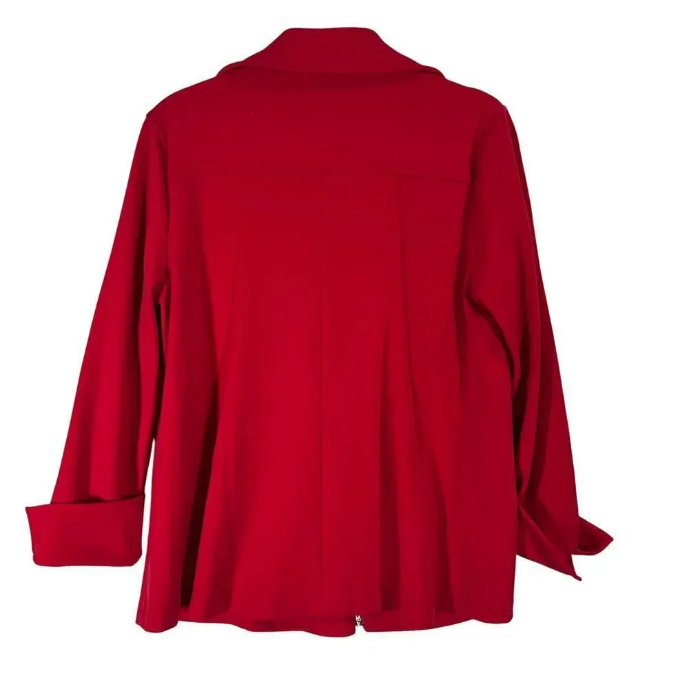 Graver Susan Graver Red Zip Up Blazer Jacket with Cuffed Sleeves‎ Size XS